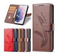 for Samsung Galaxy S25 Edge Case, Embossed Wheat Shockproof PU Leather Flip Wallet Phone Cases TPU Bumper with Stand Card Holder Magnetic Protective Cover for Samsung Galaxy S25 Edge brown