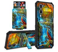 for Samsung Galaxy S25 Edge Case Wallet Cover with Credit Card Holder & Kickstand Dual Layer Hard PC Soft TPU Protective Case for Samsung Galaxy S25 Edge 6.7 inch 2025 - Mountain Sunset Birds
