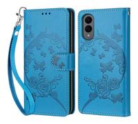 for Samsung Galaxy S25 Edge Phone Case, Embossed PU Leather Folio Flip Notebook Wallet Cover Compatible with Samsung S25 Edge Case [Magnet Closure][Kickstand][Card Slots],Blue Flower