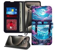for Samsung Galaxy S25 FE 5G Wallet Case 6.7" 2025 with Credit Card Holder Wrist Strap PU Leather Magnetic Flip Kickstand Card Slots Shockproof Phone Case for Galaxy S25-FE,Japan Sakura Blooms Moon