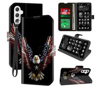 for Samsung Galaxy S25 FE Wallet Case with RFID Blocking, 4 Card Holders, Kickstand, Wrist Strap - Magnetic PU Leather Flip Protective Cover Case for Women & Men, Bald Eagle with Spread Wings