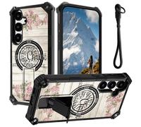 for Samsung Galaxy S25 Plus 5G Case with Wrist Strap, Slim Shockproof Hidden Kickstand Protective Cover, Car Mount Compatible Phone Case for Galaxy S25 Plus 5G, Women Men, Bible Flower 4-13