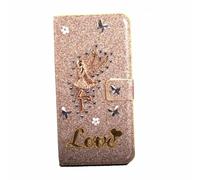for Samsung Galaxy S25 Plus Case, 3D Handmade Bling Sparkly Diamonds Gems Angle Love Shockproof Leather Flip Folio Cases with Magnetic Card Holders Stand Protective Cover for Samsung Galaxy S25 Plus