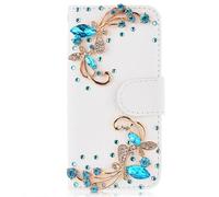 for Samsung Galaxy S25 Plus Case, 3D Handmade Bling Sparkly Diamonds Gems Plum Shockproof Leather Flip Folio Phone Cases with Magnetic Card Holders Stand Protective Cover for Samsung Galaxy S25 Plus