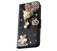 For Samsung Galaxy S25 Plus Case for Girls Glitter Sparkle Bling Phone Case 3D Gems Flower Shockproof Leather Wallet Flip Protective Cover Stand Card Slots for Samsung Galaxy S25 Plus Butterfly