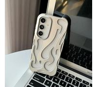 for Samsung Galaxy S25 S24 S23 S22 Ultra A55 A54 A15 A16 A06 Case 3D Flame Hollow Out Soft Matte TPU Cover,Matte Silver,for Galaxy S23 Ultra