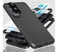 for Samsung Galaxy S25 Slim and S25 Edge Case, 3-in-1 heavy-duty protection with 2 * 0.18 fingerprint glass film，1*Super lens film and Shockproof,Ultra-Rugged Cover S25 Edge 6.66"-Black