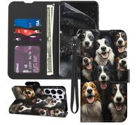 for Samsung Galaxy S25 Ultra Case Wallet with Screen Protector, Stand PU Leather Flip Folio Cover with Card Holder, Full-Body Protection Phone Case for Samsung S25 Ultra, Collie Dogs