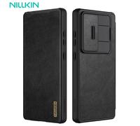 For Samsung Galaxy S25 Ultra / S25 Flip Case Nillkin QIN Pro Slide Camera Card Pocket Leather Book Cover For Samsung S25+ Plus Brown