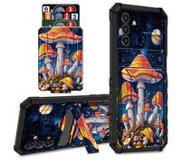 for Samsung Galaxy S26 Plus Case Wallet Cover with Credit Card Holder & Kickstand Dual Layer Hard PC Soft TPU Protective Case for Samsung Galaxy S26 Plus 6.7 inch 2026 - Mushroom Planet flowers