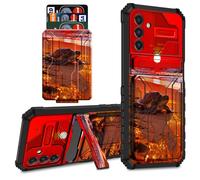 for Samsung Galaxy S26 Plus Case Wallet Cover with Credit Card Holder & Kickstand Dual Layer Hard PC Soft TPU Protective Case for Galaxy S26 Plus 6.7 inch 2026 - Sea Turtle on Beach at Red Sunset