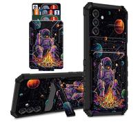 for Samsung Galaxy S26 Plus Case Wallet Cover with Credit Card Holder & Kickstand Dual Layer Hard PC Soft TPU Protective Case for Samsung Galaxy S26 Plus 6.7 inch 2026 - Astronauts Galaxy Planet