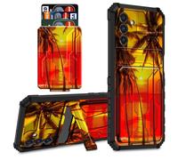 for Samsung Galaxy S26 Plus Case Wallet Cover with Credit Card Holder & Kickstand Dual Layer Hard PC Soft TPU Protective Case for Samsung Galaxy S26 Plus 6.7 inch 2026 - Palm Trees at Red Sunset Beach