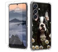 for Samsung Galaxy S26 Plus Clear Case 6.7" with Screen Protector [Wireless Charging][Anti-Yellowing] Slim Soft TPU Transparent Shockproof Protective Cover for Samsung S26+ 2026,Boston Terrier Dog