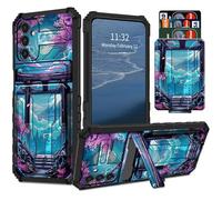 for Samsung Galaxy S26 Plus Phone Case 6.7" Wallet with Credit Card Holder & Kickstand Dual Layer Hybrid Cover Japan Sakura Blooms Moon Design Heavy-Duty Protective Case for Samsung S26+ Plus 2026