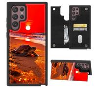 for Samsung Galaxy S26 Ultra Case Wallet Case with Card Slots & Kickstand PU Leather Soft TPU Protective Phone Cover for Samsung Galaxy S26 Ultra 6.9 inch 2026 - Sea Turtle on Beach at Red Sunset