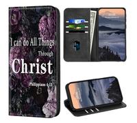 for Samsung Galaxy S26 Wallet Case 6.3" with [RFID Blocking] Credit Card Holder Kickstand PU Leather Strong Magnetic Flip Folio Card Slots Women Men Protective Phone Cover 2026,Flower Philippians 4-13