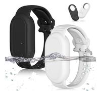 for Samsung Galaxy SmartTag 2 Wristband Holder [2-Pack], Soft Silicone Wristband Smart Tag 2 Holder Kids Bracelet Galaxy Smart Tag 2 Case for Child Elderly (Black+White)