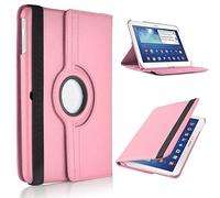 For Samsung Galaxy Tab 4 10.1 T535 360 Swivel Plain PU Leather Rotate Folio Case Stand Cover - Baby Pink