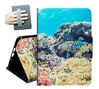 for Samsung Galaxy Tab A 10.1 Case 2019, Only Fit (SM-T510/ SM-T515/ SM-T517), with Hand Straps and Auto Wake/Sleep PU Leather Slim Multiple Angles Stand Smart Cover,Beautiful Fish