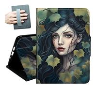 for Samsung Galaxy Tab A 10.1 Case 2019, Only Fit (SM-T510/ SM-T515/ SM-T517), with Hand Straps and Auto Wake/Sleep PU Leather Slim Multiple Angles Stand Smart Cover,Beautiful Woman Leaves