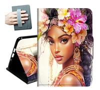 for Samsung Galaxy Tab A 10.1 Case 2019, Only Fit (SM-T510/ SM-T515/ SM-T517), with Hand Straps and Auto Wake/Sleep PU Leather Slim Multiple Angles Stand Smart Cover,Beautiful Girl and Flower