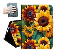 for Samsung Galaxy Tab A 10.1 Case 2019, Only Fit (SM-T510/ SM-T515/ SM-T517), with Hand Straps and Auto Wake/Sleep PU Leather Slim Multiple Angles Stand Smart Cover,Beautiful Sunflower