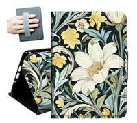for Samsung Galaxy Tab A 10.1 Case 2019, Only Fit (SM-T510/ SM-T515/ SM-T517), with Hand Straps and Auto Wake/Sleep PU Leather Slim Multiple Angles Stand Smart Cover,Beautiful Lily Flower