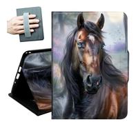 for Samsung Galaxy Tab A 10.1 Case 2019, Only Fit (SM-T510/ SM-T515/ SM-T517), with Hand Straps and Auto Wake/Sleep PU Leather Slim Multiple Angles Stand Smart Cover,Beautiful Brown Horse