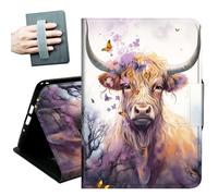 for Samsung Galaxy Tab A 10.1 Case 2019, Only Fit (SM-T510/ SM-T515/ SM-T517), with Hand Straps and Auto Wake/Sleep PU Leather Slim Multiple Angles Stand Smart Cover,Cows and Butterfly