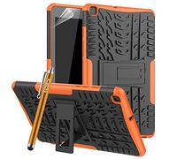 For Samsung Galaxy Tab A 8.0 2019 Case [SM-T290 SM-T295] Heavy Duty Armor Hybrid Shockproof Dual Layer Hard Cover (Orange)