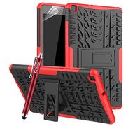 For Samsung Galaxy Tab A 8.0 Inch 2019 Case [SM-T290 SM-T295] Heavy Duty Armor Hybrid Shockproof Dual Layer Hard Cover (Red)