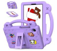 for Samsung Galaxy Tab A11 Case 8.7 inch 2025 SM-X133/SM-X135 Kids Friendly, Handle with Stand, Cute DIY Cartoon, EVA Foam Lightweight Shockproof Tablet Cover, Purple