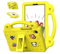 for Samsung Galaxy Tab A11 Case 8.7 inch 2025 SM-X133/SM-X135 Kids Friendly, Handle with Stand, Cute DIY Cartoon, EVA Foam Lightweight Shockproof Tablet Cover, Yellow
