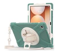 for Samsung Galaxy Tab A11 Plus 11" SM-X310/X315/X236 Shockproof Case,Three-in-one Shatter-Resistant Shell, 360 Degree Rotating Multi-Function Grip Bracket (E Green)