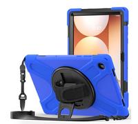for Samsung Galaxy Tab A11 Plus 11" SM-X310/X315/X236 Shockproof Case,Three-in-one Shatter-Resistant Shell, 360 Degree Rotating Multi-Function Grip Bracket (Dark Blue)