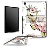 for Samsung Galaxy Tab A7 Lite 2021 8.7" SM-T220/T225/T227 Case with Pen Holder, Clear Military-Grade Corners Shockproof Case with Built-in Kickstand Soft TPU Bumper, Pink Turtle