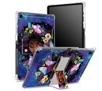 for Samsung Galaxy Tab A7 Lite 8.7 inch 2021 (SM-T220/T225) Case with Pen Holder, Transparent Back with Pretty Girl Galaxy, Corner Protection Shockproof Cover with Hard Kickstand