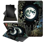for Samsung Galaxy Tab A7 Lite Case 8.7",360 Degree Rotating Folding Stand + Multi-Angle Adjustment,with Auto Sleep/Wake,for Galaxy Tab A7 Lite 2021 SM-T220/T225/T227,Grass Flowers Moon Star