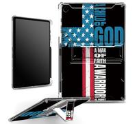 for Samsung Galaxy Tab A9 8.7" 2023 Release SM-X110/X115/X117 Case with Pen Holder, Clear Military-Grade Corners Shockproof Case with Built-in Kickstand Soft TPU Bumper, Faith Cross Flag