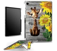 for Samsung Galaxy Tab A9 8.7" 2023 Release SM-X110/X115/X117 Case with Pen Holder, Clear Military-Grade Corners Shockproof Case with Built-in Kickstand Soft TPU Bumper, The Giraffe Sunflower