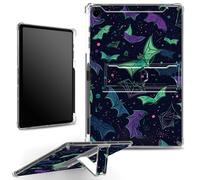 for Samsung Galaxy Tab A9 8.7" 2023 Release SM-X110/X115/X117 Case with Pen Holder, Clear Military-Grade Corners Shockproof Case with Built-in Kickstand Soft TPU Bumper, Rainbow Goth Bats