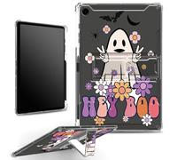 for Samsung Galaxy Tab A9 8.7" 2023 Release SM-X110/X115/X117 Case with Pen Holder, Clear Military-Grade Corners Shockproof Case with Built-in Kickstand Soft TPU Bumper, Flower Specter