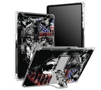 for Samsung Galaxy Tab A9 8.7 inch 2023 Model SM-X110/ X115/ X117 Case with Pen Holder, Transparent Back with Wolf American Flag, Corner Protection Shockproof Cover with Hard Kickstand