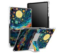 for Samsung Galaxy Tab A9 8.7 inch 2023 Model SM-X110/ X115/ X117 Case with Pen Holder, Transparent Back with Brilliant Night, Corner Protection Shockproof Cover with Hard Kickstand