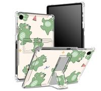 for Samsung Galaxy Tab A9 8.7 inch 2023 Model SM-X110/ X115/ X117 Case with Pen Holder, Transparent Back with Keep Happy Dinosaurs, Corner Protection Shockproof Cover with Hard Kickstand