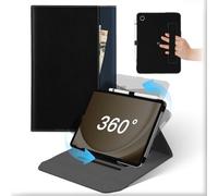 For Samsung Galaxy Tab A9+/A9 Plus 11 inch 2023 Case, Leather 360°Rotating and Detachable Stand Folio Cover with Pencil Holder & Pocket, Auto Wake/Sleep Flip Protective Tablet Case Black Blue