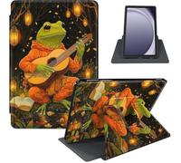 for Samsung Galaxy Tab A9+/A9 Plus 11 Inch 2024/2023 Case, 360° Rotating PU Leather Stand Cover with Auto Sleep/Wake, Shockproof TPU Backl, Frog Playing Guitar Cartoon