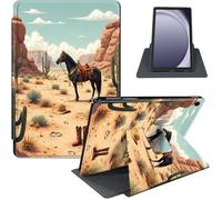 for Samsung Galaxy Tab A9+/A9 Plus 11 Inch 2024/2023 Case, 360° Rotating PU Leather Stand Cover with Auto Sleep/Wake, Shockproof TPU Backl, Desert Rider