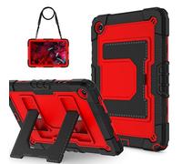 for Samsung Galaxy Tab A9 Plus 11 inch 2023 Case, SM-X210/SM-X216 Heavy Duty Rugged Case, Triple-Layer Protect Military Shockproof, Large Kickstand, Pencil Holder, Shoulder Strap, Black Red